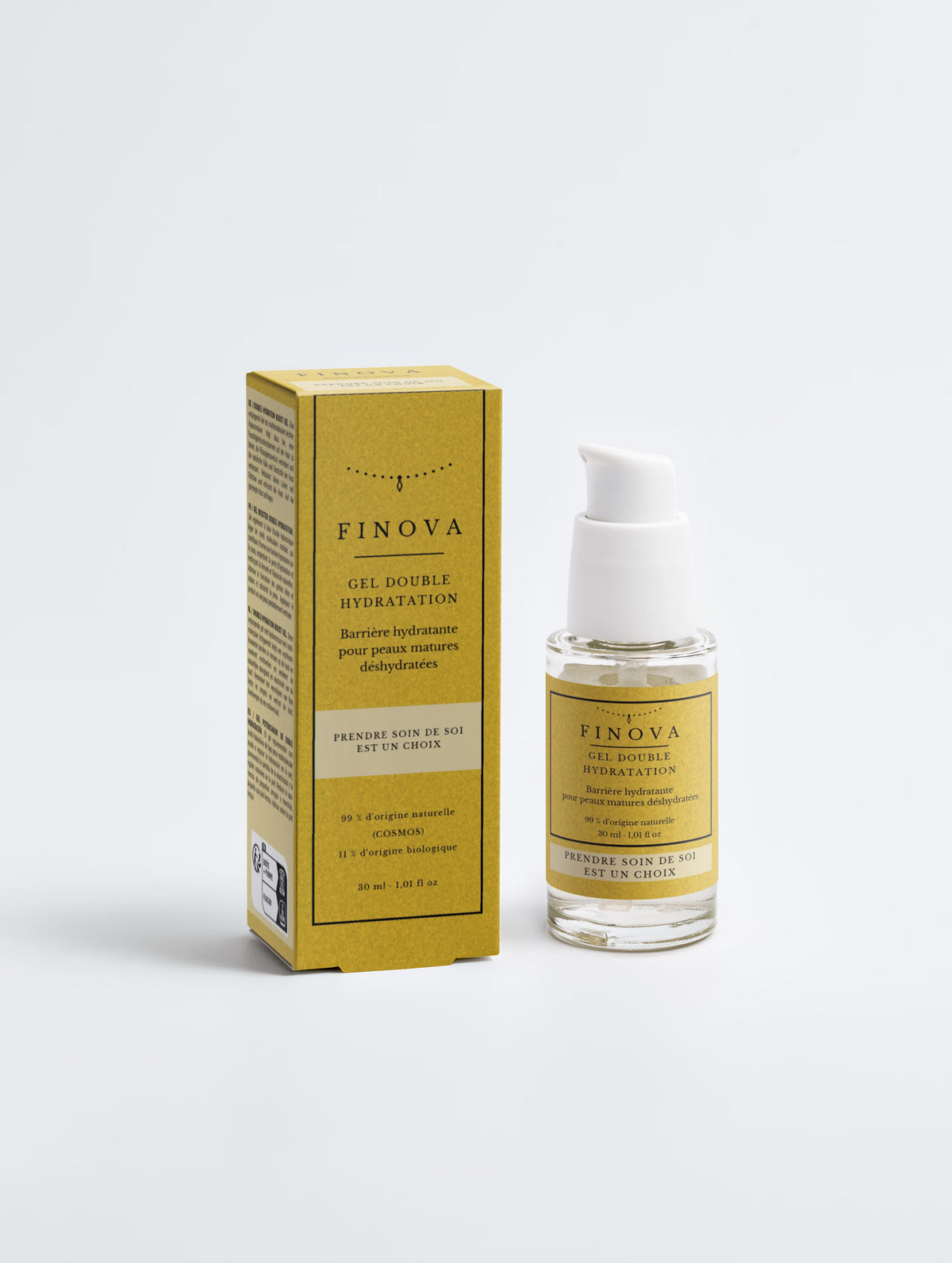 Boîte et flacon du gel double hydratation FINOVA