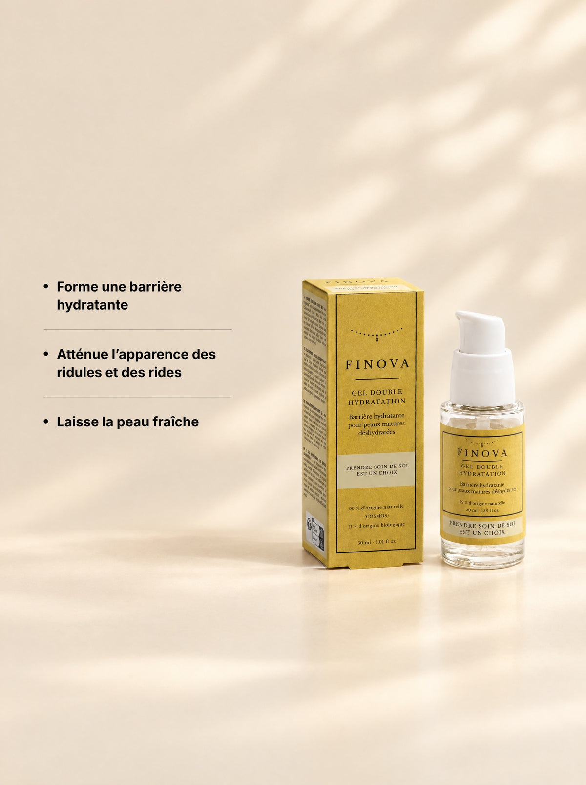 Ce que fait le gel double hydratation FINOVA : trois bénéfices