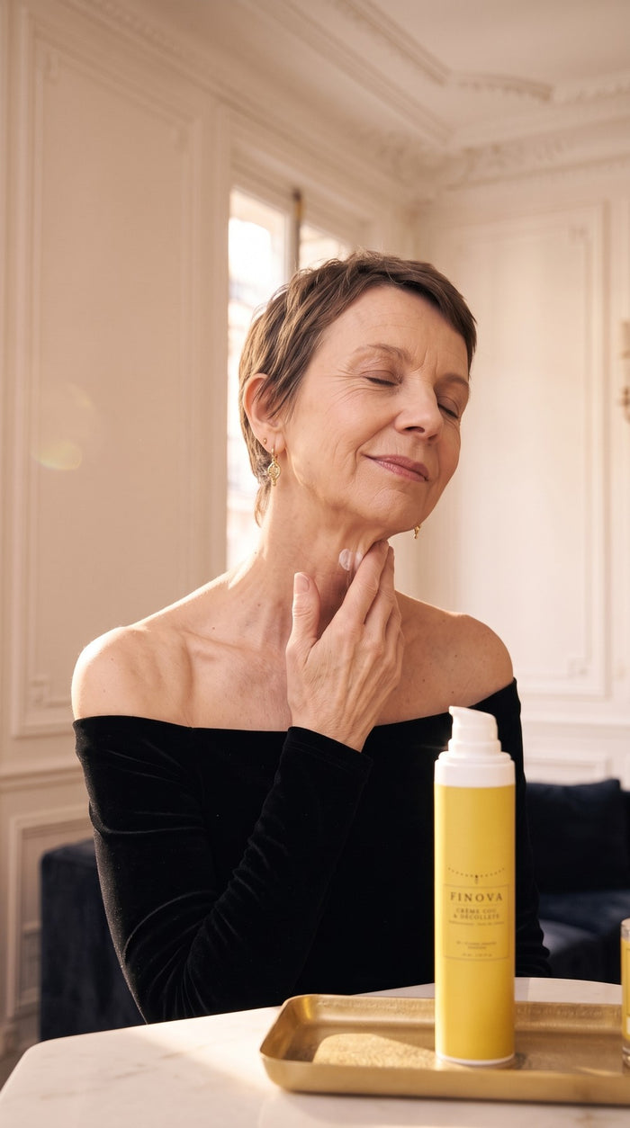 Femme appliquant un soin FINOVA - image illustrative