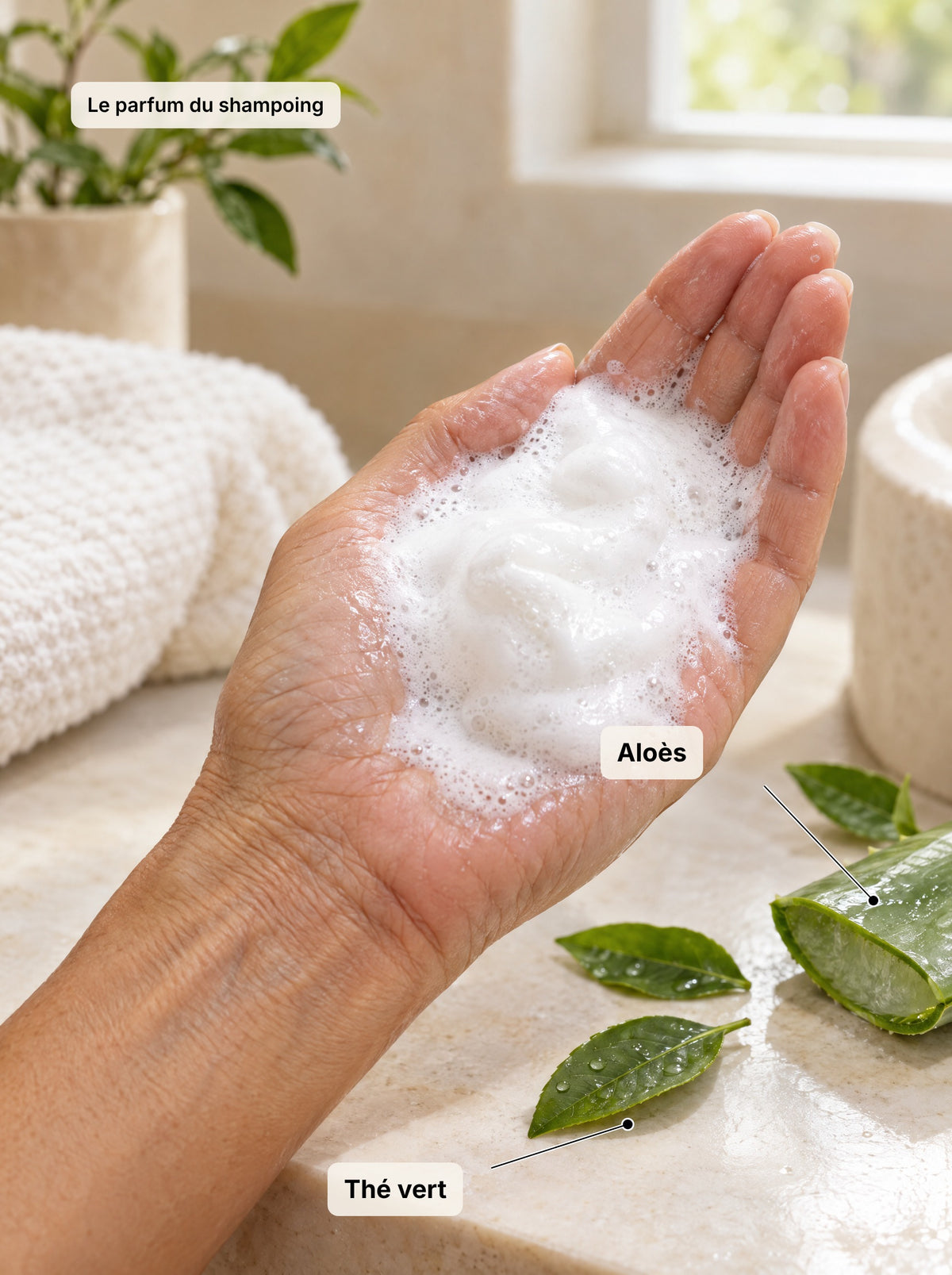 Le parfum du shampoing FINOVA : thé vert et aloès