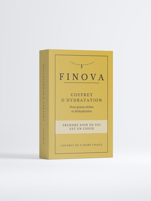 Coffret hydratation visage FINOVA, face avant de la boîte jaune